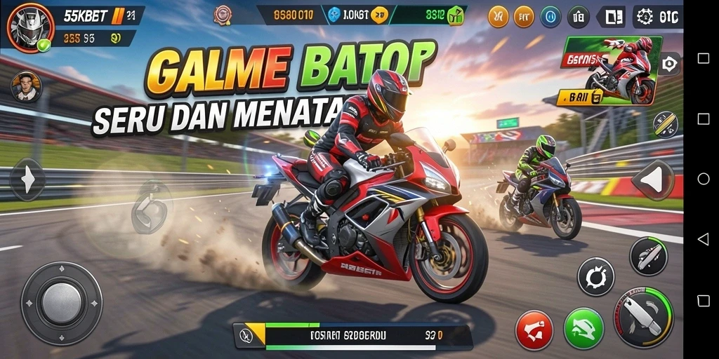 Gameplay seru balap motor di 55KBET.