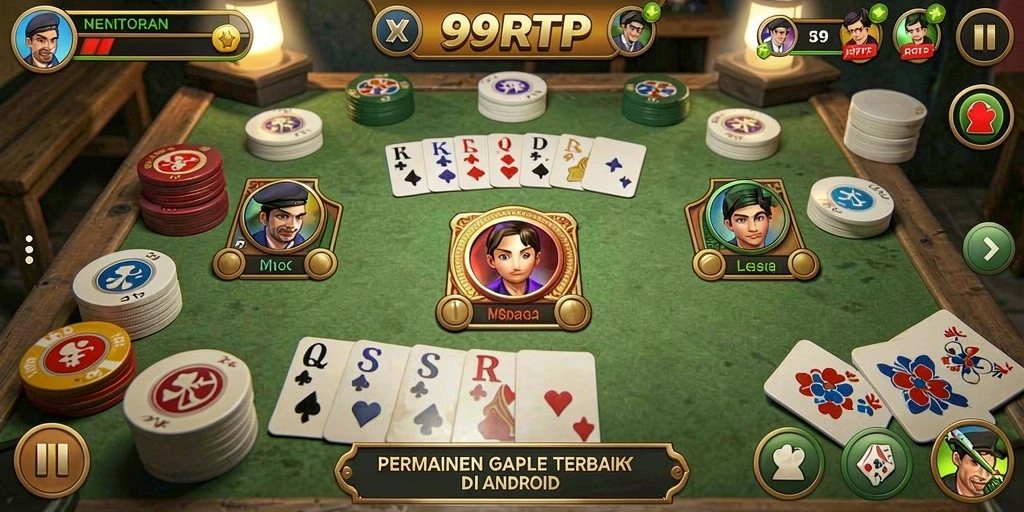 Screenshot gameplay 99RTP menunjukkan suasana seru permainan Gaple.