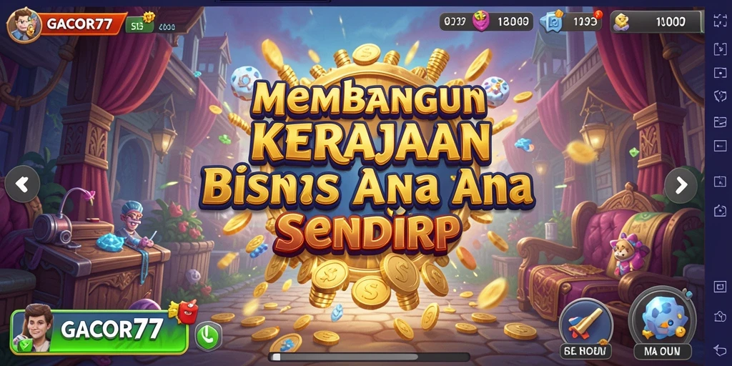 Tampilan gameplay GACOR77 dengan aksi membangun bisnis yang seru.