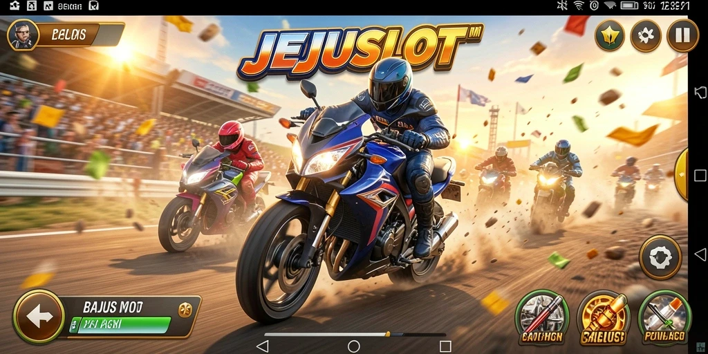 Tampilan permainan balapan motor yang mendebarkan di JEJUSLOT.