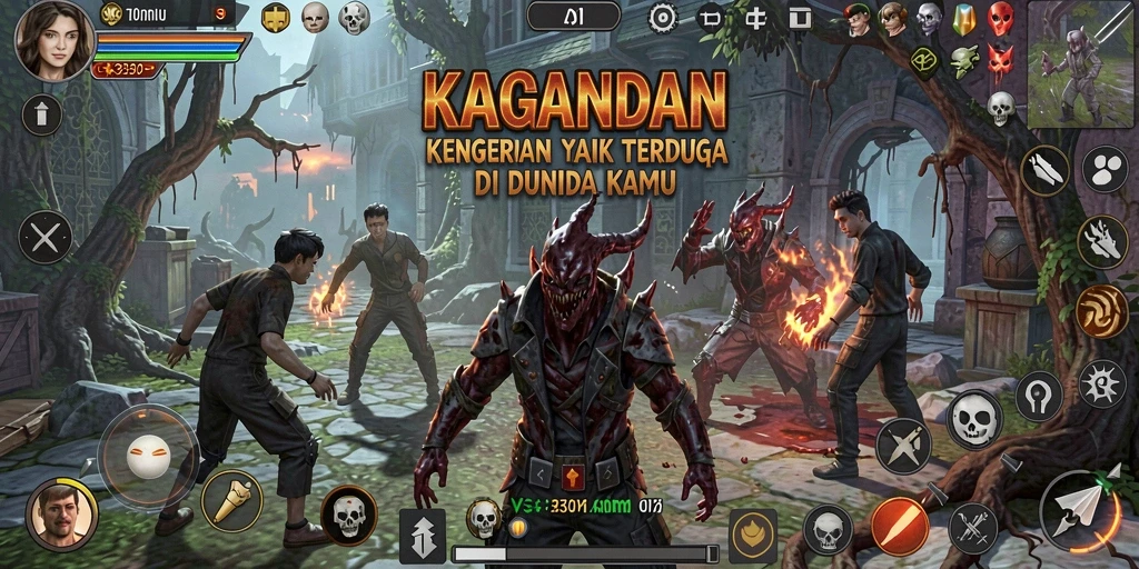 Gameplay menegangkan di KAGANDAN dengan suasana horor yang mencekam.