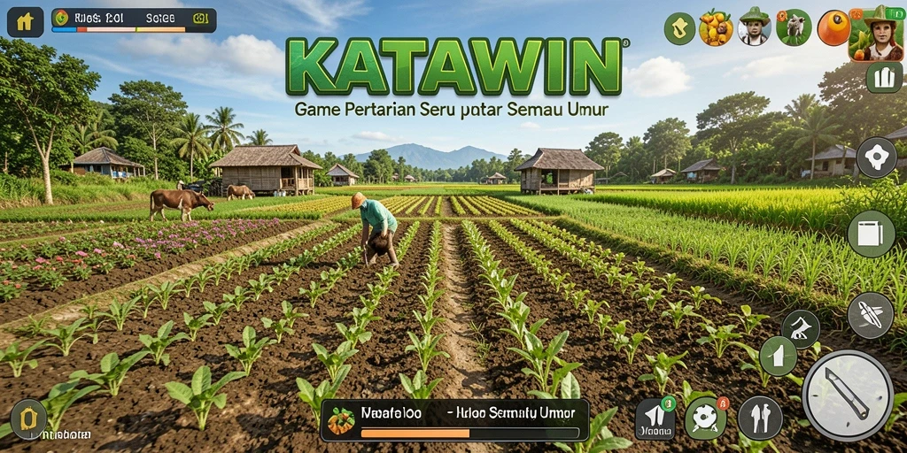 Tangkapan layar KATAWIN menampilkan pemain yang merawat kebun mereka.