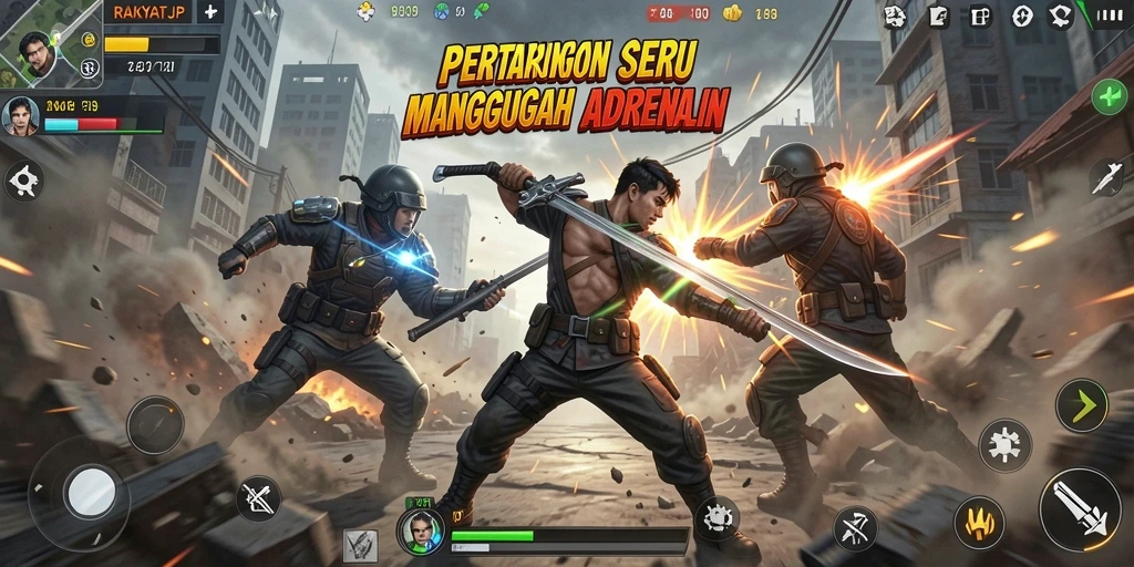 Tampilan mendebarkan dari gameplay Fighting RAKYATJP penuh aksi.
