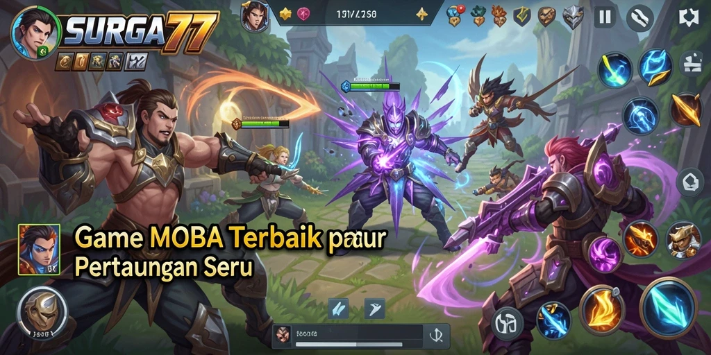 Menampilkan aksi seru dalam pertarungan game MOBA.