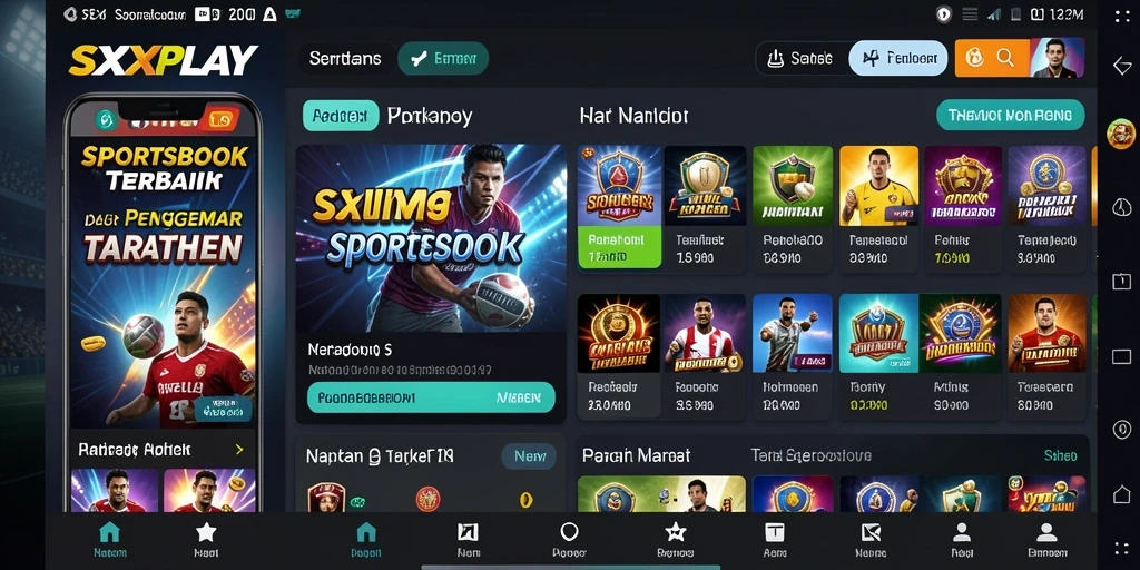 Screenshot SXXPLAY menunjukkan tampilan menarik dari aplikasi Sportsbook.